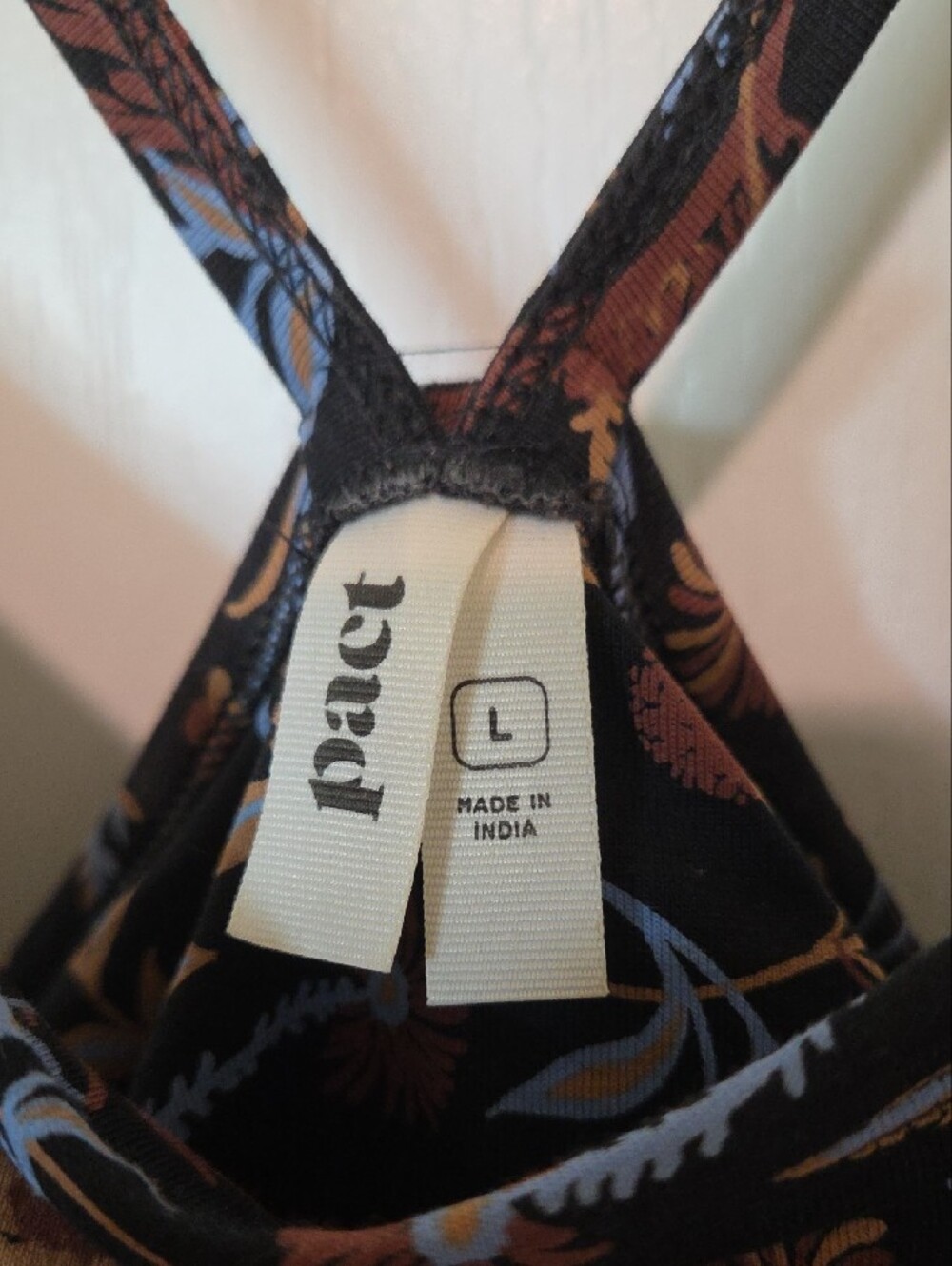 Black Floral Midi Dress with Blue and Tan Botanical Print - Picture 2 of 5